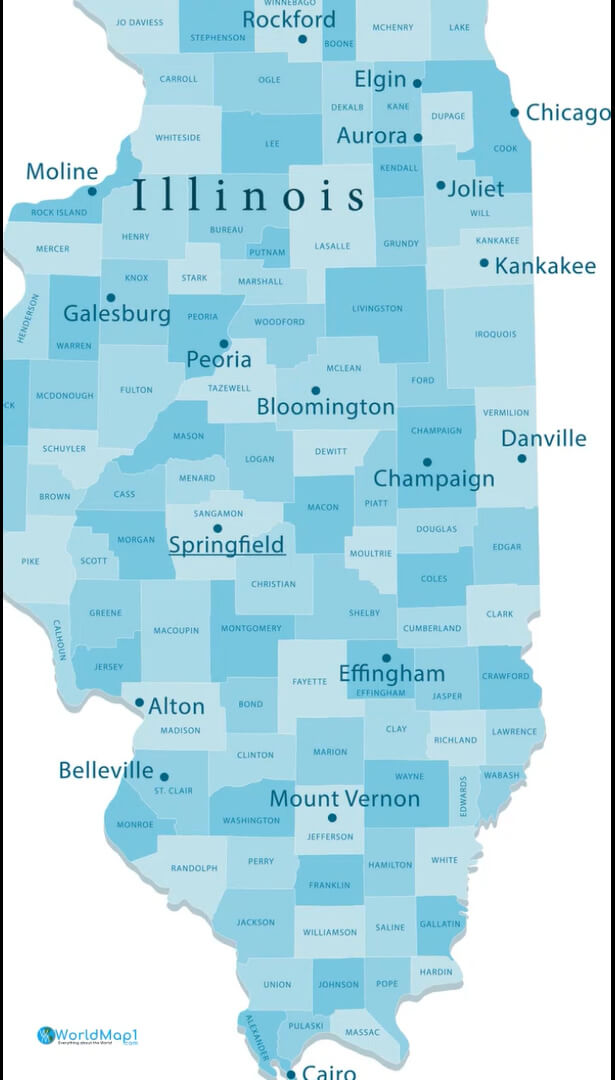 Main Cities Map of Illinois